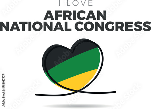 African National Congress. Heart-shaped design with a black outline to highlight the silhouette