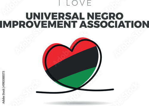 Flag of Universal Negro Improvement Association. Heart-shaped design with a black outline silhouette