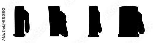 set of four minimalist black fuel pump icons on white background