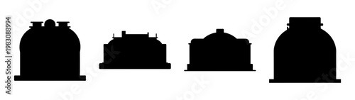 silhouette of liquefied natural gas storage tanks at dusk industrial energy facility