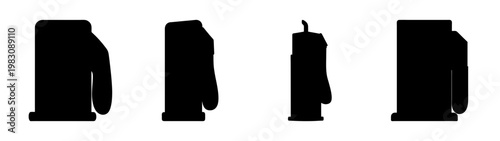 set of four black fuel nozzles isolated on white background