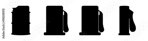 Set of four black fuel canisters isolated on white background vector illustration