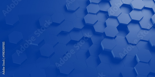 blue 3d rendering of Abstract Honeycomb Design Futuristic design.