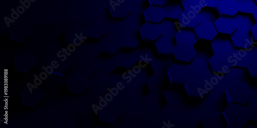 blue 3d rendering of Abstract Honeycomb Design Futuristic design.