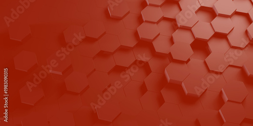 red 3d rendering of Abstract Honeycomb Design Futuristic design.