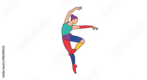 Colorful Ballet Dancer Illustration on White Background