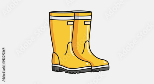Bright yellow rain boots for wet weather protection.
