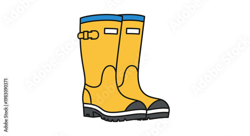 Yellow rain boots illustration on a white background.