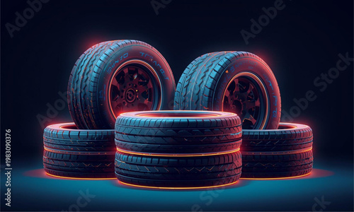 Tires with neon lights