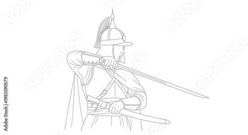 Warrior with Sword, Historical Warrior, Ancient Soldier, Medieval Knight, Warrior Illustration