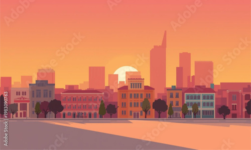 los angeles skyline at sunset