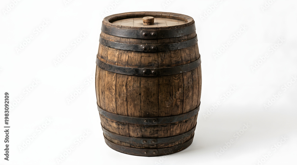 Fototapeta premium Rustic oak barrel for vintage wine or whiskey storage