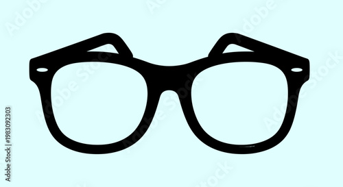 Black Plastic Eyeglasses Front View.