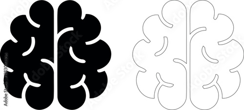 Brain simple icon set. Human brain symbol. Vector