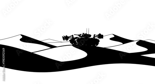 Desert Exploration Vehicle on Sand Dunes