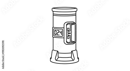 Digital measurement device with LCD screen and buttons, isolated on white background