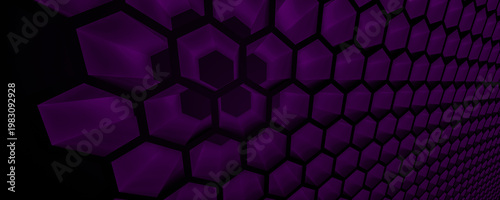 purple 3d rendering of Abstract Honeycomb Design Futuristic design.