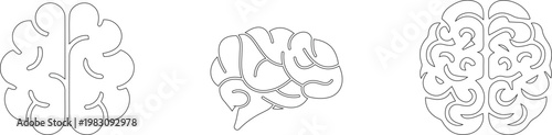 Black line icon for brain