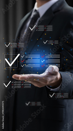 Foto A professional businessman interacts with a futuristic digital interface showing