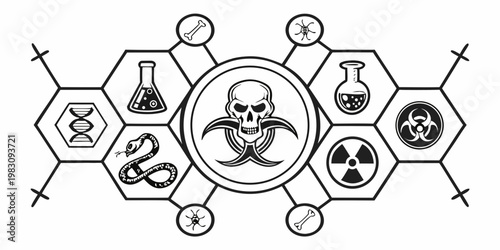 Biohazard and chemical hazard scientific icons set, vector