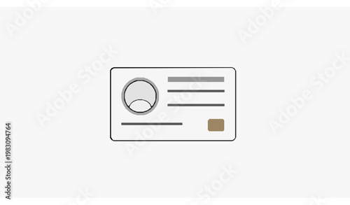 Minimal line style id card icon vector with smart chip and simple identity layout
