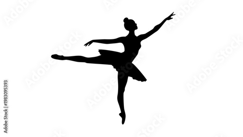 Graceful Ballerina Dancing in Tutu Silhouette Vector Illustration
