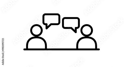Two People in Conversation Icon Representing Dialogue and Social Interaction.
