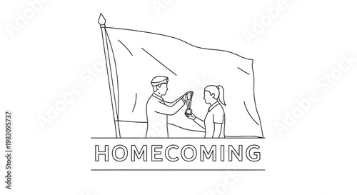 Homecoming King and Queen Crowned with Medal on Flag Background