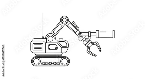 Industrial Robotic Arm with Claw and Tracks, Automated Manufacturing Machine