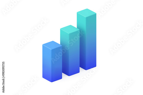 Free Download Data Visualization Bar Chart Tall Gradient Bars Indigo to Aqua Plastic Isometric - GFXLoad