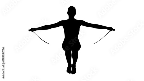 Woman Jumping Rope Silhouette - Fitness Exercise and Cardio Workout Vector Graphic