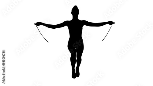 Woman Jumping Rope Silhouette - Fitness Exercise and Cardio Workout Vector Graphic