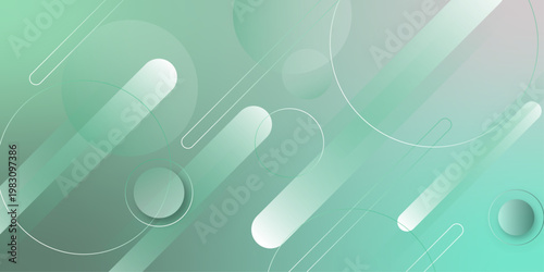 Light Green Geometric Gradient Background. Futuristic Technology. Light Green geometric round objects abstract background. clean simple modern abstract white shape background. Geometric background. 