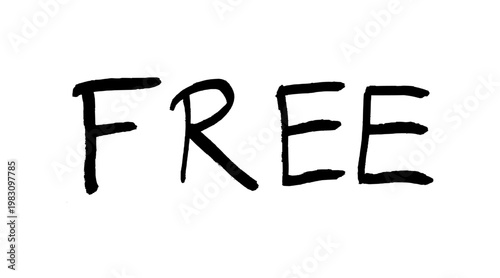 Free handwritten word. Isolated vector handwriting text, written in capital letters (all caps). Black word.