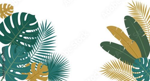 A vibrant and contemporary illustration of monstera leaves creates a tropical, fresh vibe suitable for marketing materials, website design, or social 