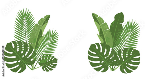 A vibrant monstera leaf illustration evokes a feeling of freshness and tropical tranquility, ideal for website design or adding a natural touch to mar