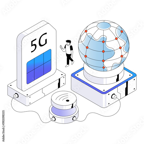 Modern design illustration of esim network 