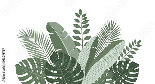 Serene and modern tropical leaf design conveys organic freshness, ideal for branding, website backgrounds, or social media marketing showcasing nature