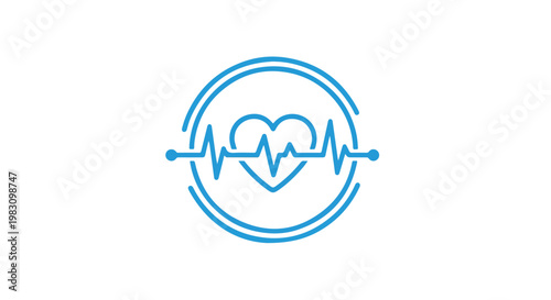 Medical heartbeat monitor icon representing health care and cardiovascular monitoring on a white background