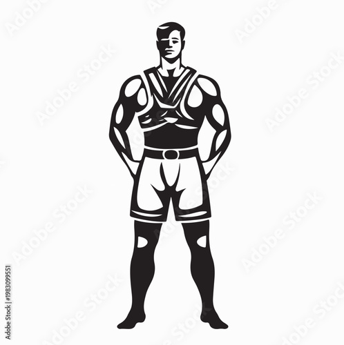 Experienced Male Lifeguard Character Standing On Beach Vector