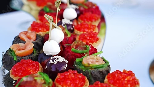 Catering display with various appetizers at an event