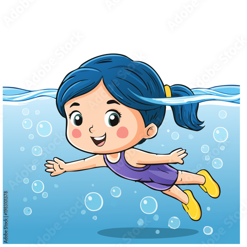 Child swimming underwater
