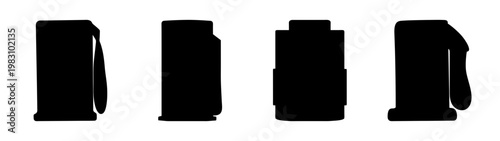 set of four minimalist black charging stations on white background