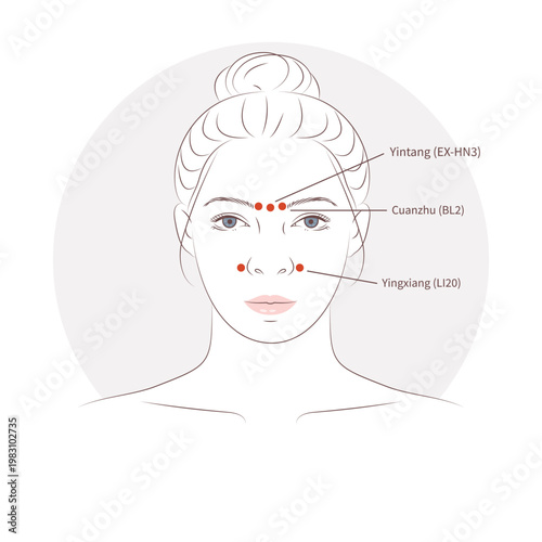 Facial pressure points for sinus pressure and nasal congestion relief