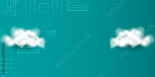 Abstract background with white clouds on a turquoise background. Vector illustration.