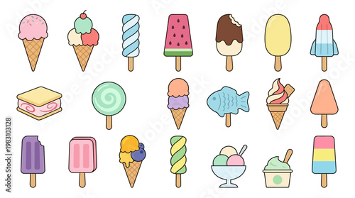 Colorful Ice Cream Treats Collection.