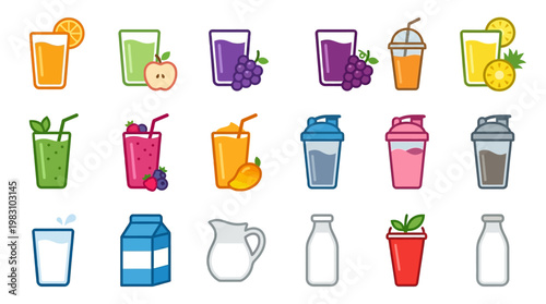 Colorful illustrations of various drinks.