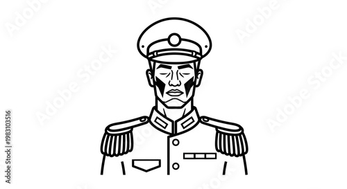 Military General Officer Portrait, Formal Uniform, Authoritative, Leadership