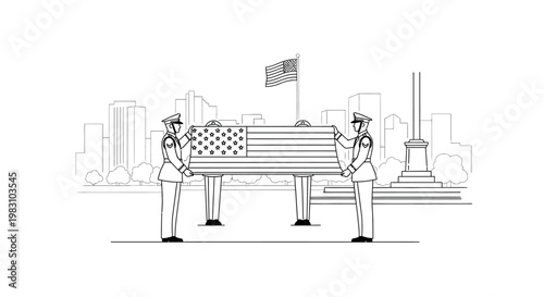 Military Honor Guard Carries Casket Draped in American Flag