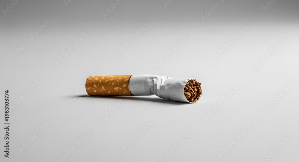 Obraz premium A Squished and Broken Cigarette Symbolizing World No Tobacco Day Campaign